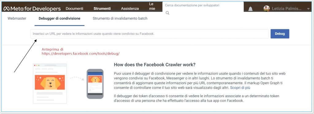 Anteprima facebook link