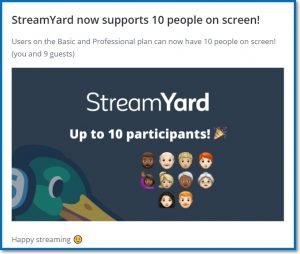 come essere 10 in diretta su streamyard