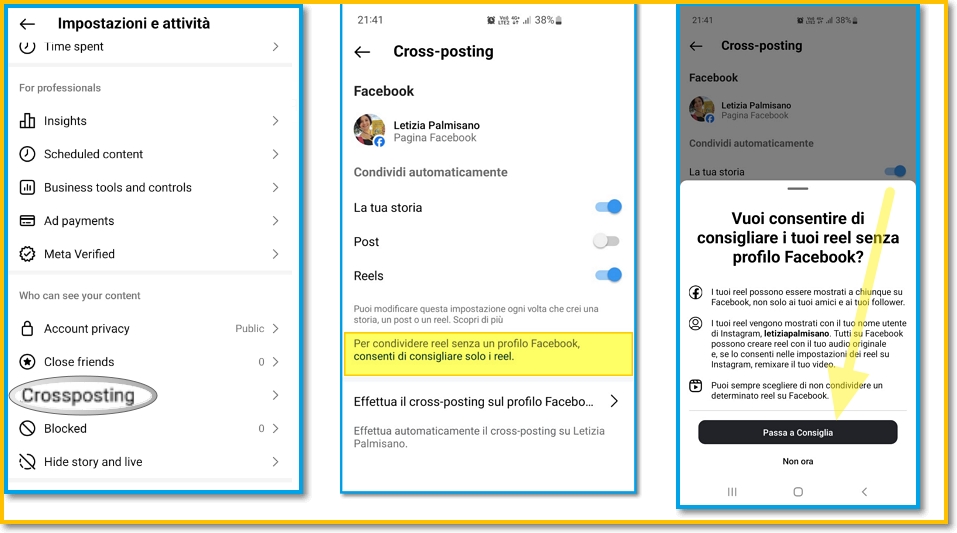 come far tornare la funzione "consiglia" su instagram
