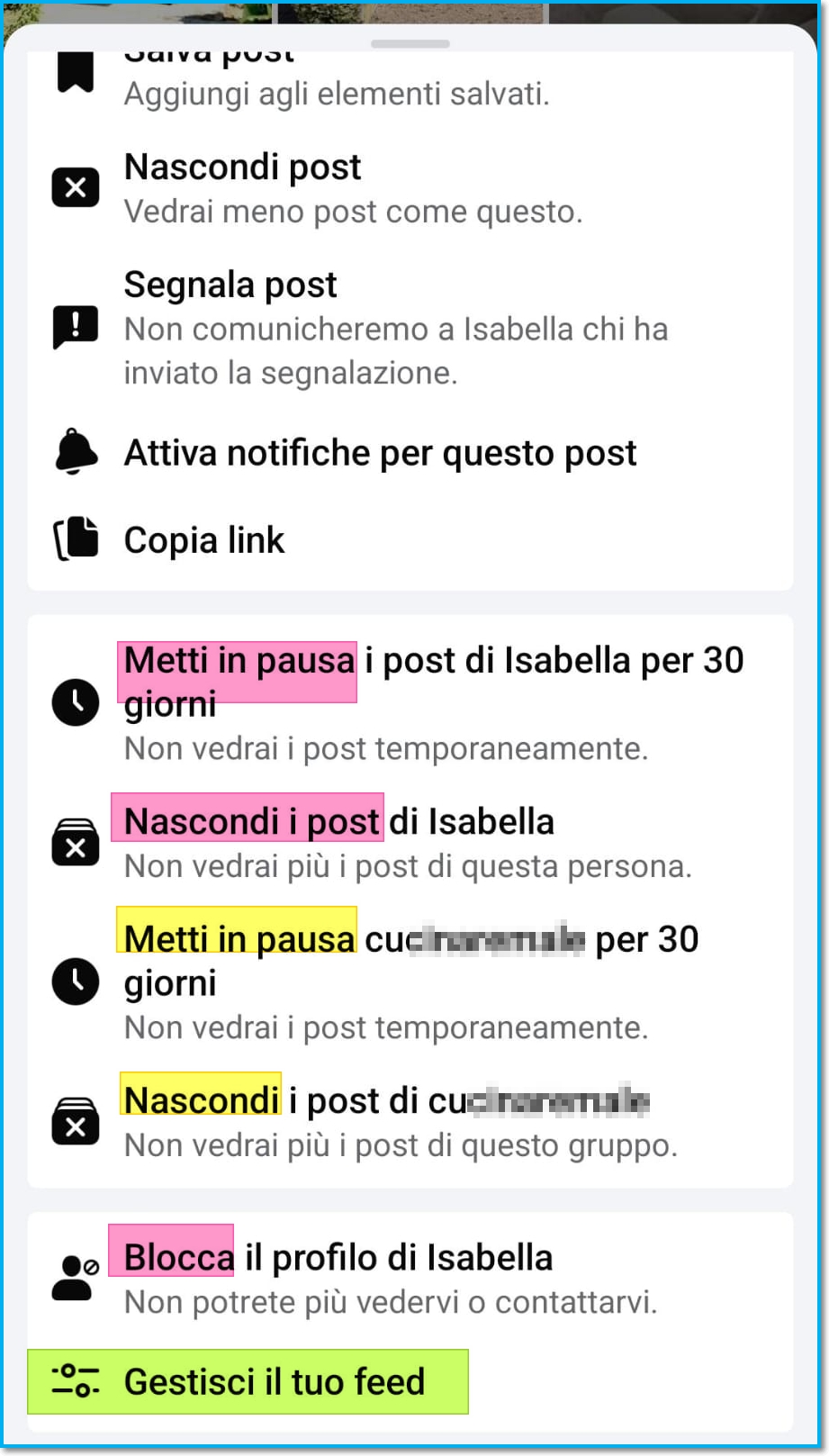 come bloccare o nascondere contenuti profili gruppi pagine suggeriti su facebook. guida